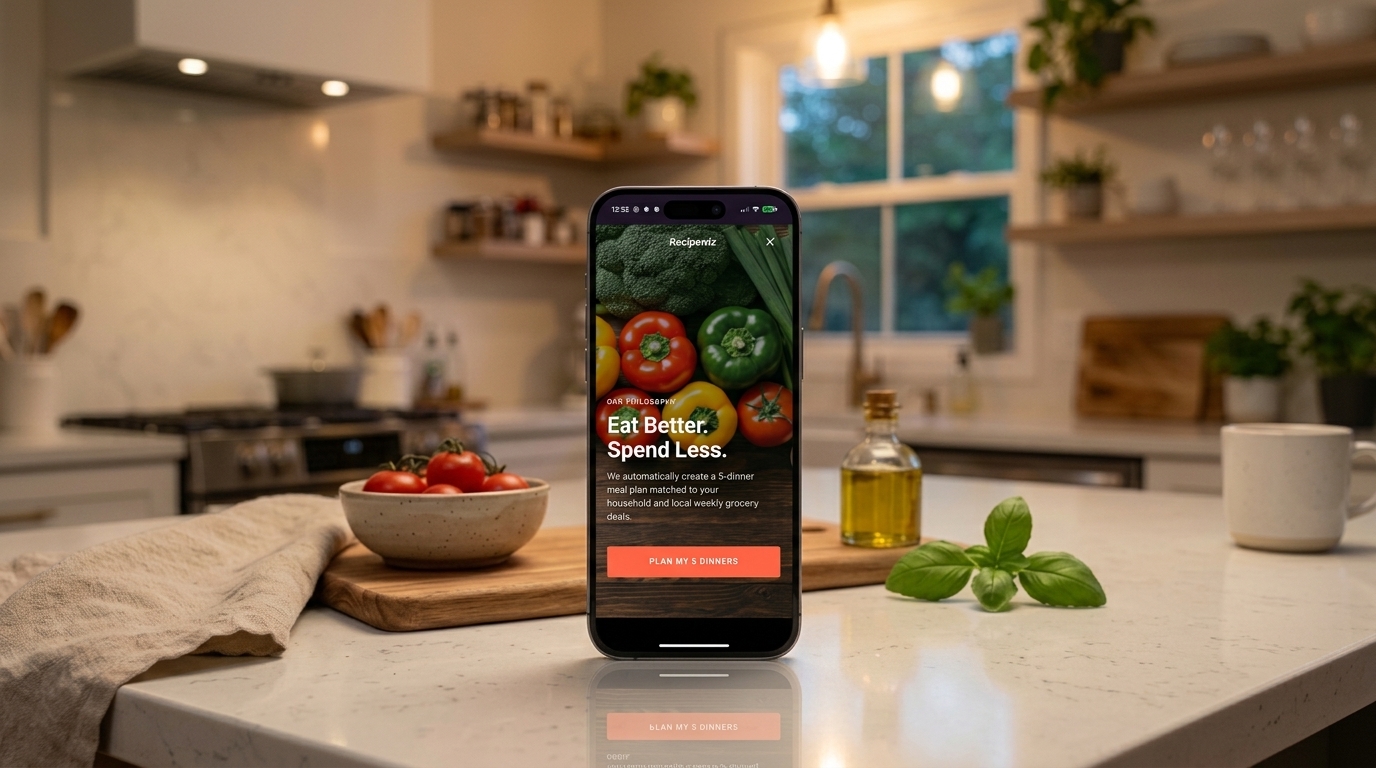 RecipeWiz 5-Dinner Meal Plan on Kitchen Counter